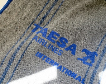 TAESA Airlines Woven Flight Blanket - Comforter -  Airplane Lap Blanket -  Throw Blanket - Vintage 1990s - Mexican Airline Souvenir