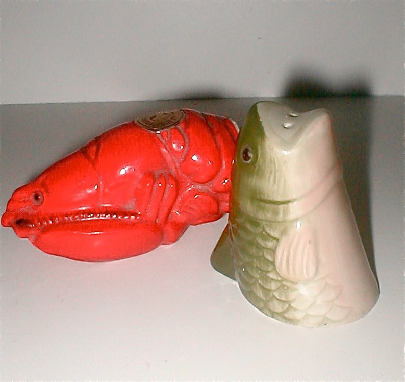Vintage Fish Heads Salt and Pepper Shaker Set Made in Japan Etsy