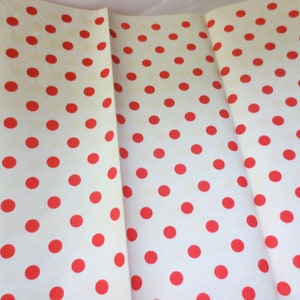 Vintage Paper Table Cloth - Red Polka Dots - Picnic Paper Cloth - Vintage 1960s - 60&quot;  x  100&quot;