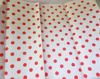 Vintage Paper Table Cloth - Red Polka Dots - Picnic Paper Cloth - Vintage 1960s - 60"  x  100"