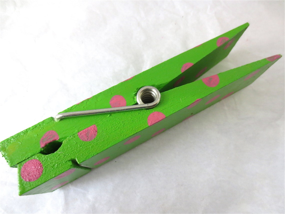 Big Polka Dot Clothes Pin Note Holder Wooden Vintage Pop Etsy