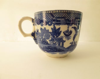 Blue Willow Mug - Rare Transferware Cup - Made in Japan - Vintage 1920s  -  Cobalt and White Classic Fairy Tale Cup