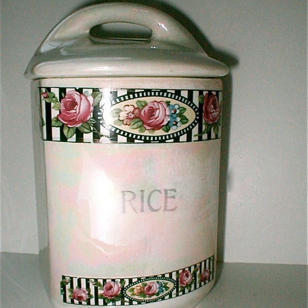 Vintage Czech Rice Cannister - Ceramic China Kitchenware - Vintage 40s Chic