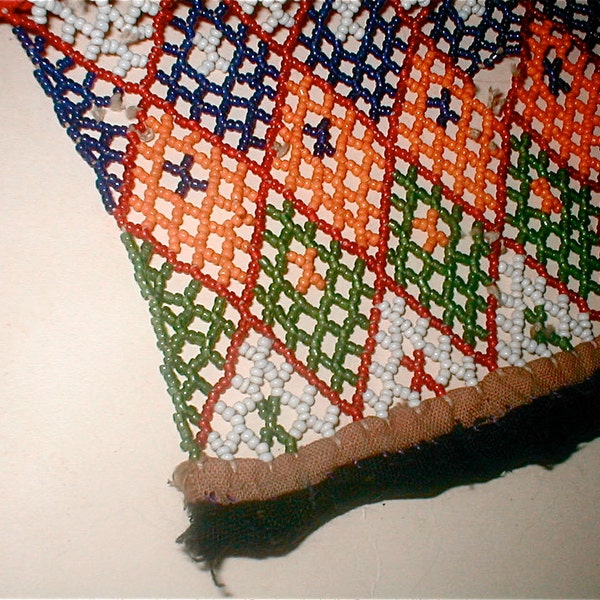 African Ndebele Beaded Flag Vintage 20s Traditional Hand Made Ritual Banner