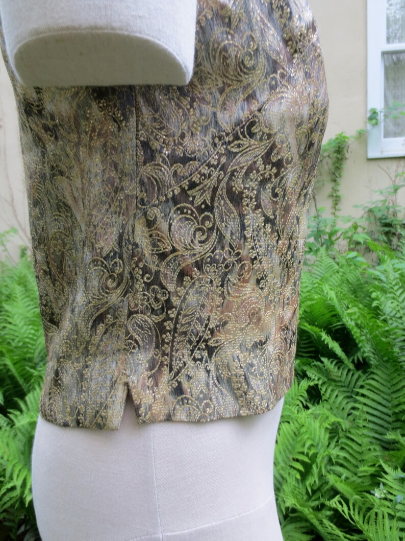 Brocade Sleeveless Top Vintage 1950/'s Malbe Original Size 8