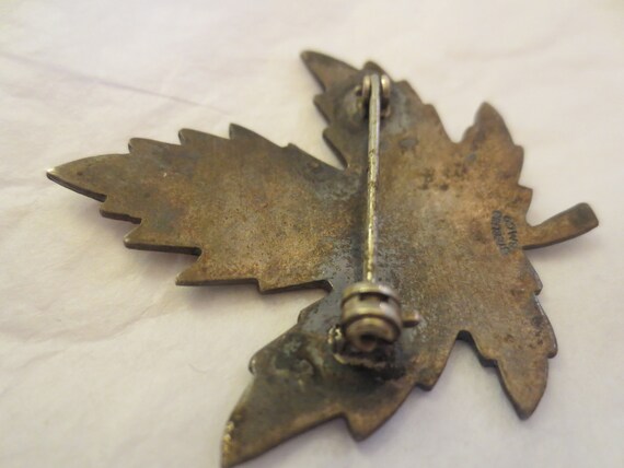 Autumn Leaf Enameled Brooch - BM Co Sterling Pin … - image 7