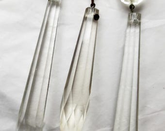 3 Classic 3" Hanging Crystals - Vintage 1930s - Chandelier Crystals - No.3