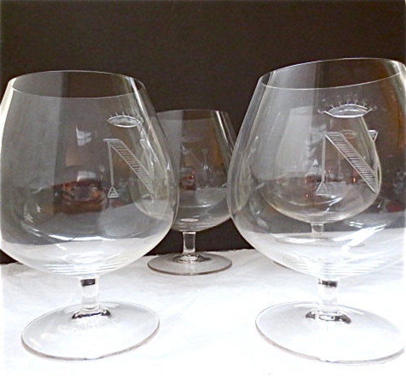 Crystal Brandy Snifter Cognac Glass Set of 5 Initialed N Etsy 日本