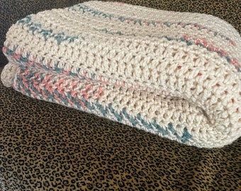 Crocheted blanket throw blanket handmade neutral colors