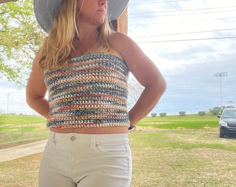 Crocheted summer sweater tube top cropped