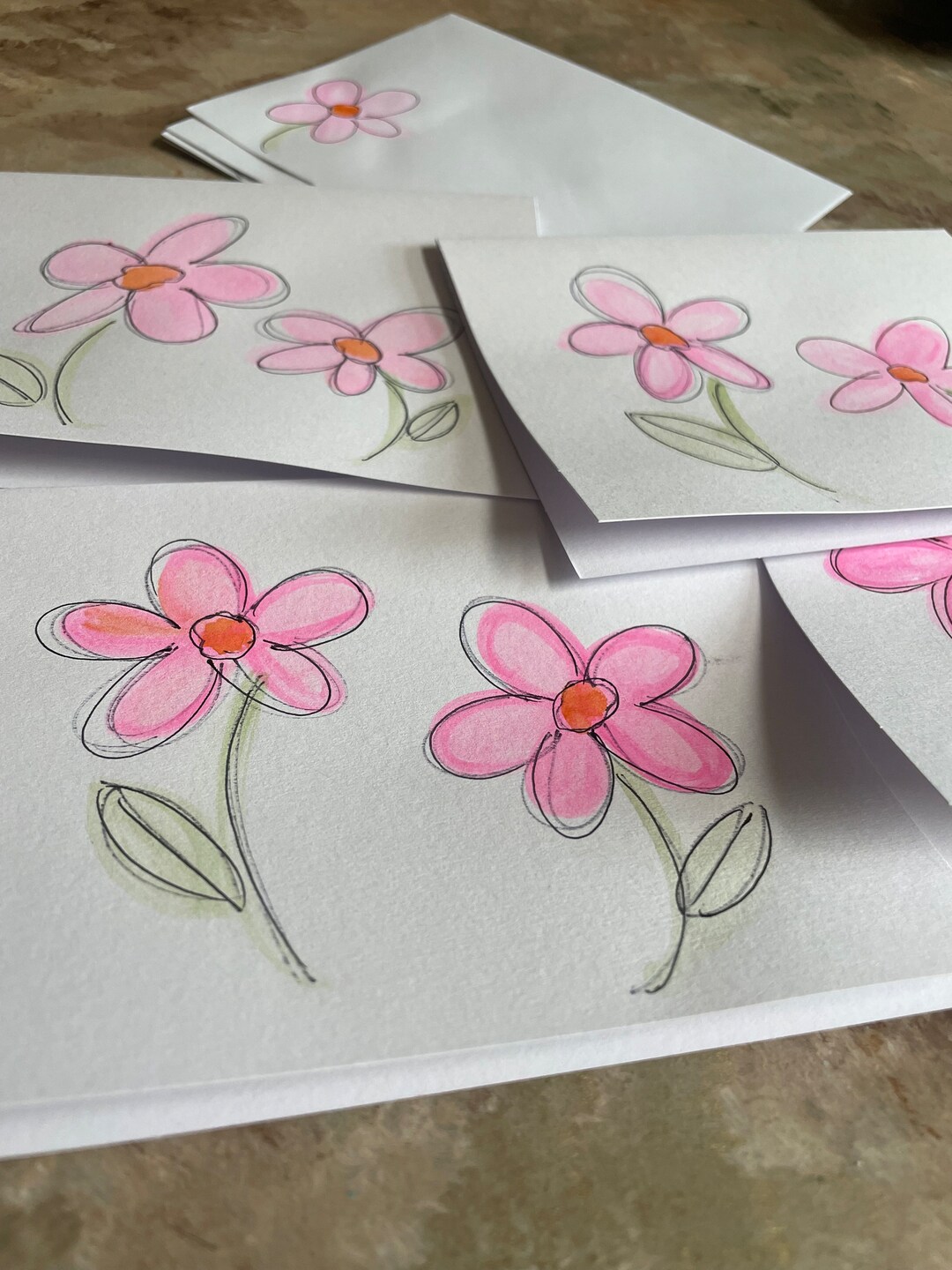 Handpainted Notecards Blank Inside Set of 4 Matching Envelopes - Etsy