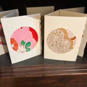 Greeting cards silk vintage Japanese kimono fabrics handmade 5 cards assorted designs thank you anniversary birthday friendship love card image 2