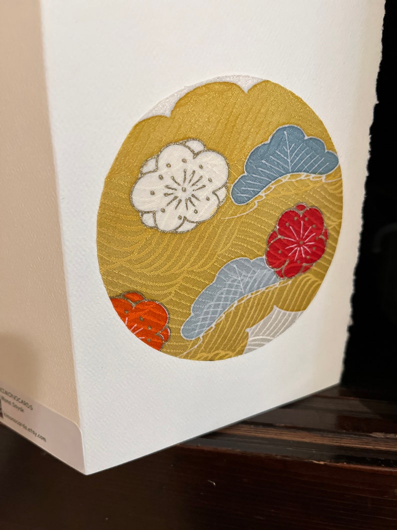 Greeting cards silk vintage Japanese kimono fabrics handmade 5 cards assorted designs thank you anniversary birthday friendship love card image 3