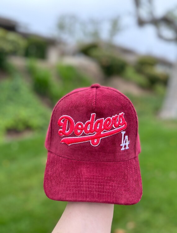 Corduroy Embroidered Dodgers Hat in Red - Etsy display picture 3