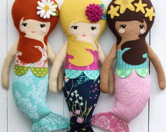 Mermaid Doll PDF Sewing Pattern - Girl Doll - Fabric Doll