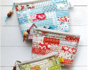 PDF Scrappy Zipper Pouch Sewing Pattern in 3 sizes