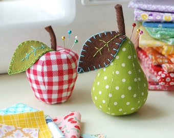 PDF Sewing Pattern Bundle for Scrappy Apple and Pear Pincushions