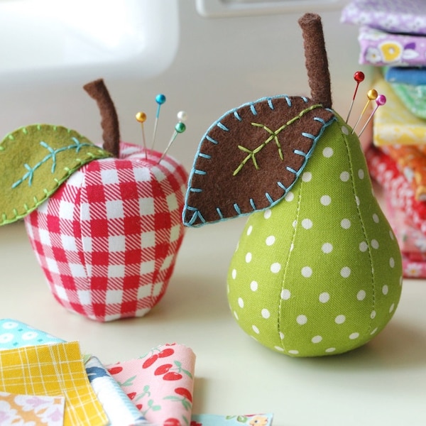PDF Sewing Pattern Bundle for Scrappy Apple and Pear Pincushions
