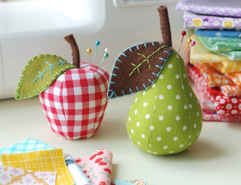 PDF Sewing Pattern Bundle for Scrappy Apple and Pear Pincushions image 1