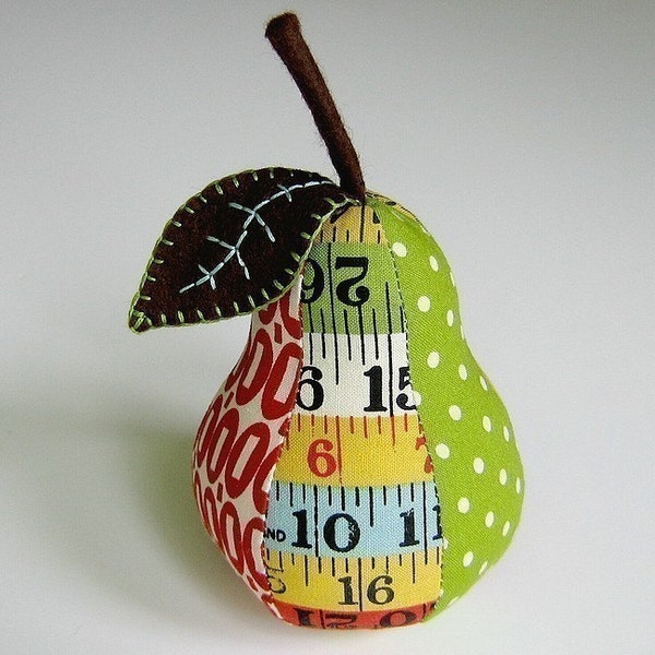 Retro Ruler Pear Pincushion