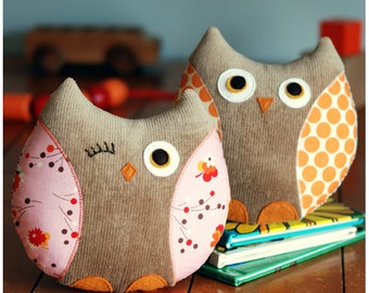 Patrón de costura de búho - Stella y Stewart Owl Softies PDF Patrón de costura - Juguete de búho - Almohada de búho Descarga instantánea