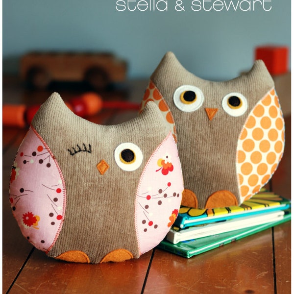 Owl Sewing Pattern - Stella and Stewart Owl Softies PDF Sewing Pattern - Owl Toy - Owl Pillow Instant Download