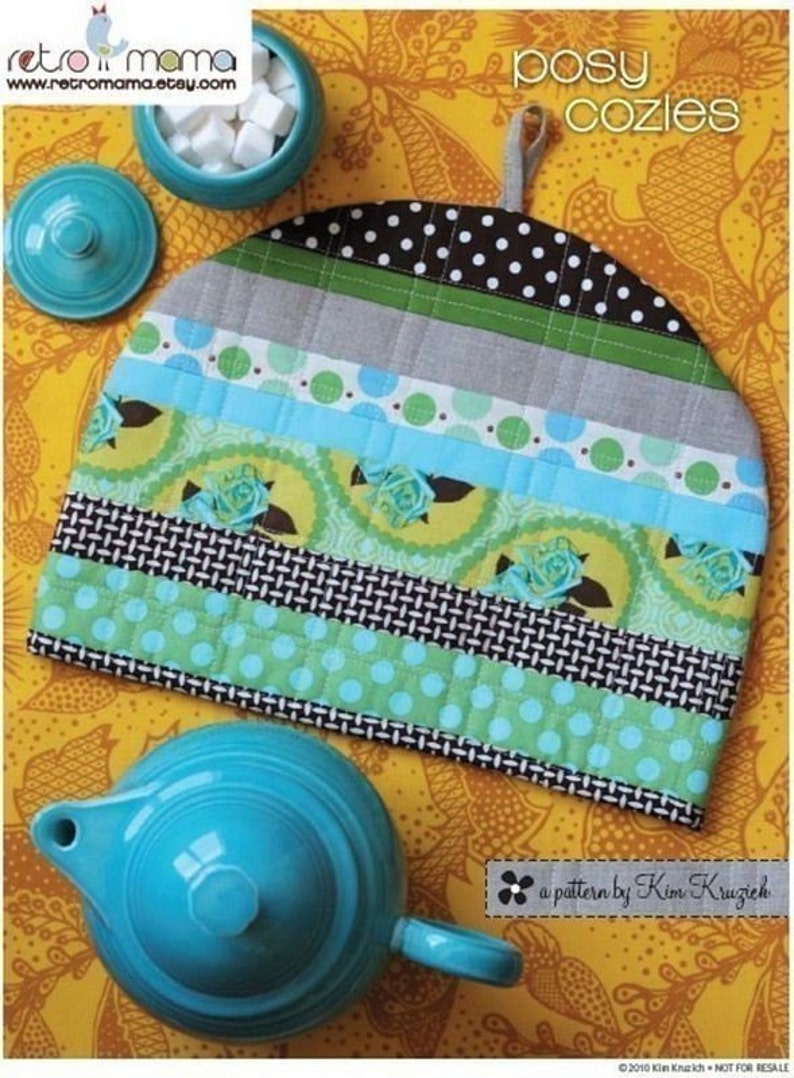 PDF Sewing Pattern Posy Cozies Patchwork Tea Cozy Instant Download image 5