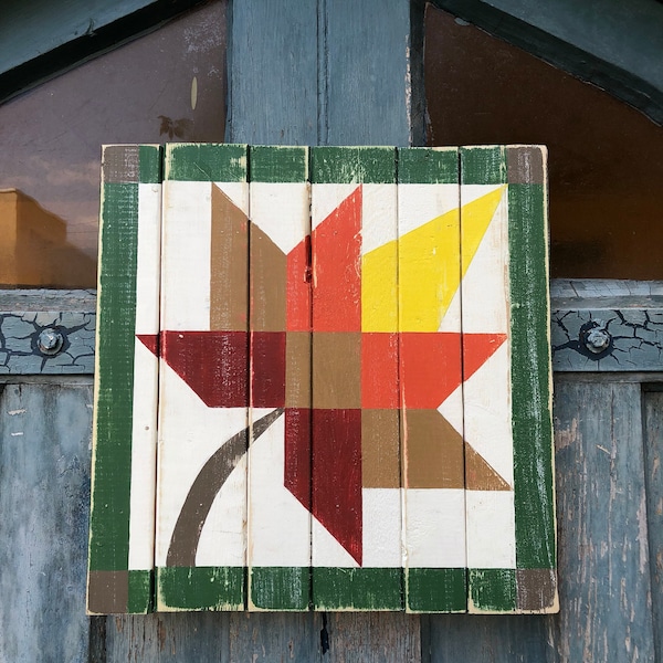 Barn Quilt maple leaf - outdoor art - wood sign - door hanger - farmhouse - quilt pattern - wood sign - maple leaf - quilt -