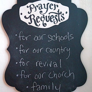 Prayer Request Chalkboard - Keaton Scroll Black vertical - verse of the week - Bible verse - gift for her - Sunday school - verse of the day