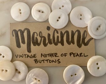 Vintage Marianne Mother of Pearl Shell Buttons, antique, assorted carving, pattern, sewing, dollmaking, embroidery, costume, slow stitch