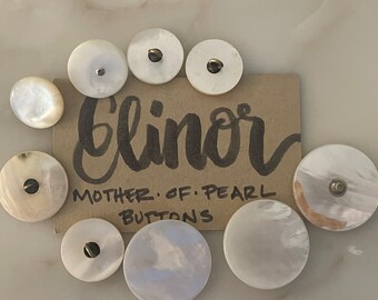 Vintage Elinor Mother of Pearl Shell Buttons, antique, assorted shank, pattern, sewing, dollmaking, embroidery, costume, slow stitch