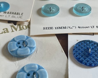 Vintage Sky Blue Variety Button Cards, Dress Buttons, celluloid, pattern, sewing, dollmaking, embroidery, costume, slow stitch