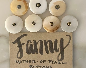 Vintage Fanny Mother of Pearl Shell Buttons, antique, assorted shank, pattern, sewing, dollmaking, embroidery, costume, slow stitch