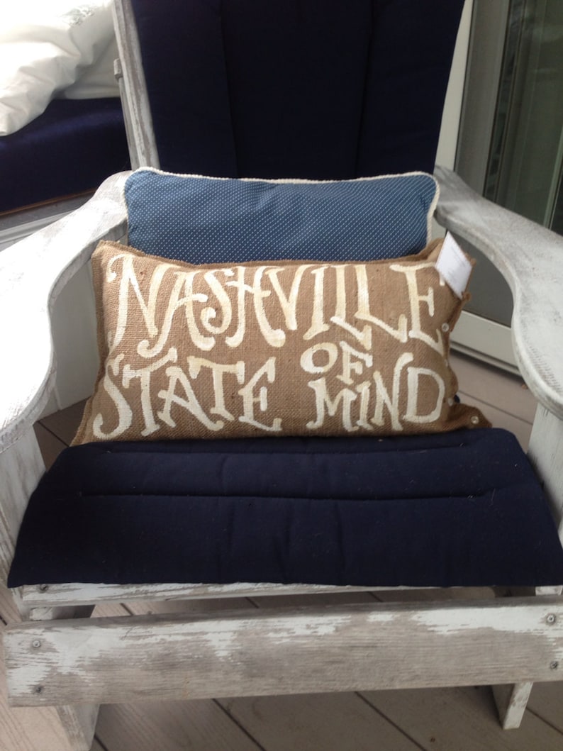 Your Custom Phrase Burlap pillow Nashville State of Mind Etsy