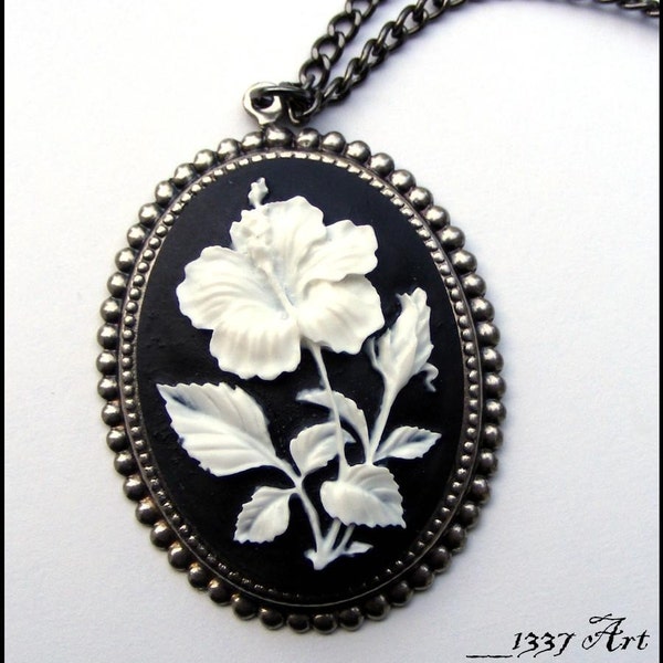 Ghost Silhouette - Hibiscus Cameo Necklace