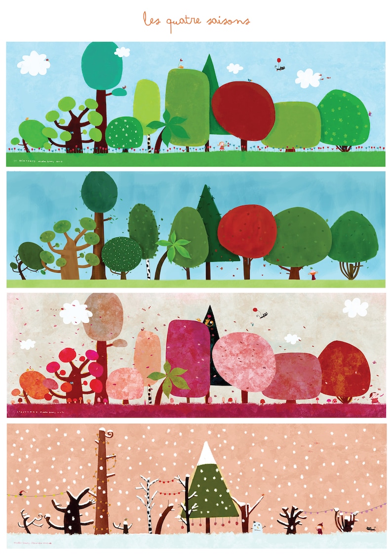 The four seasons Poster A4 illustration image 1