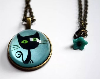 Collier court rond bronze Le chat Lothaire