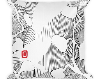 Square "Leaves" Pillow- LINEN TEXTURE