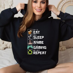 Eat Sleep Anime Gaming Repeat Kawaii Otaku Anime Manga Hoodies, Anime Shirt, Gift for Anime Lover, Cool Anime Shirt, Gift for Him, Eat Sleep