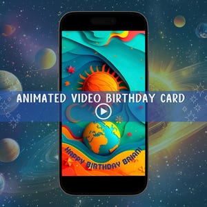 Animierte Video Digital Geburtstagskarte, Video Geburtstagskarte, animierte ECard für Smartphone, Sofortiger Download, Bearbeitbar in Canva, Geburtstagskarte