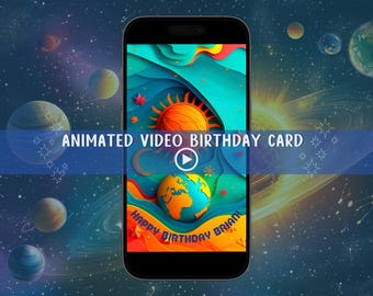 Animierte Video Digital Geburtstagskarte, Video Geburtstagskarte, animierte ECard für Smartphone, Sofortiger Download, Bearbeitbar in Canva, Geburtstagskarte