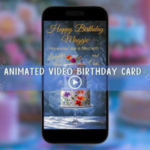 Digital Birthday Card Animated Video Birthday Card Animated Video ECard for smartphone Instant download Editable in Canva Birthday Cake Card