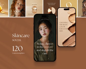 Skincare Social Posts, Beauty Instagram Stories, Canva Templates, Esthetician, Med Spa, Cosmetic Clinic, Social Media,  Health and Beauty