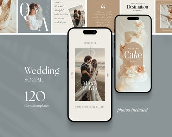 Wedding Supplier Social Posts, Luxury Instagram Stories, Wedding Canva Templates, Planner, Florist and Dress Designer, Bride and Groom