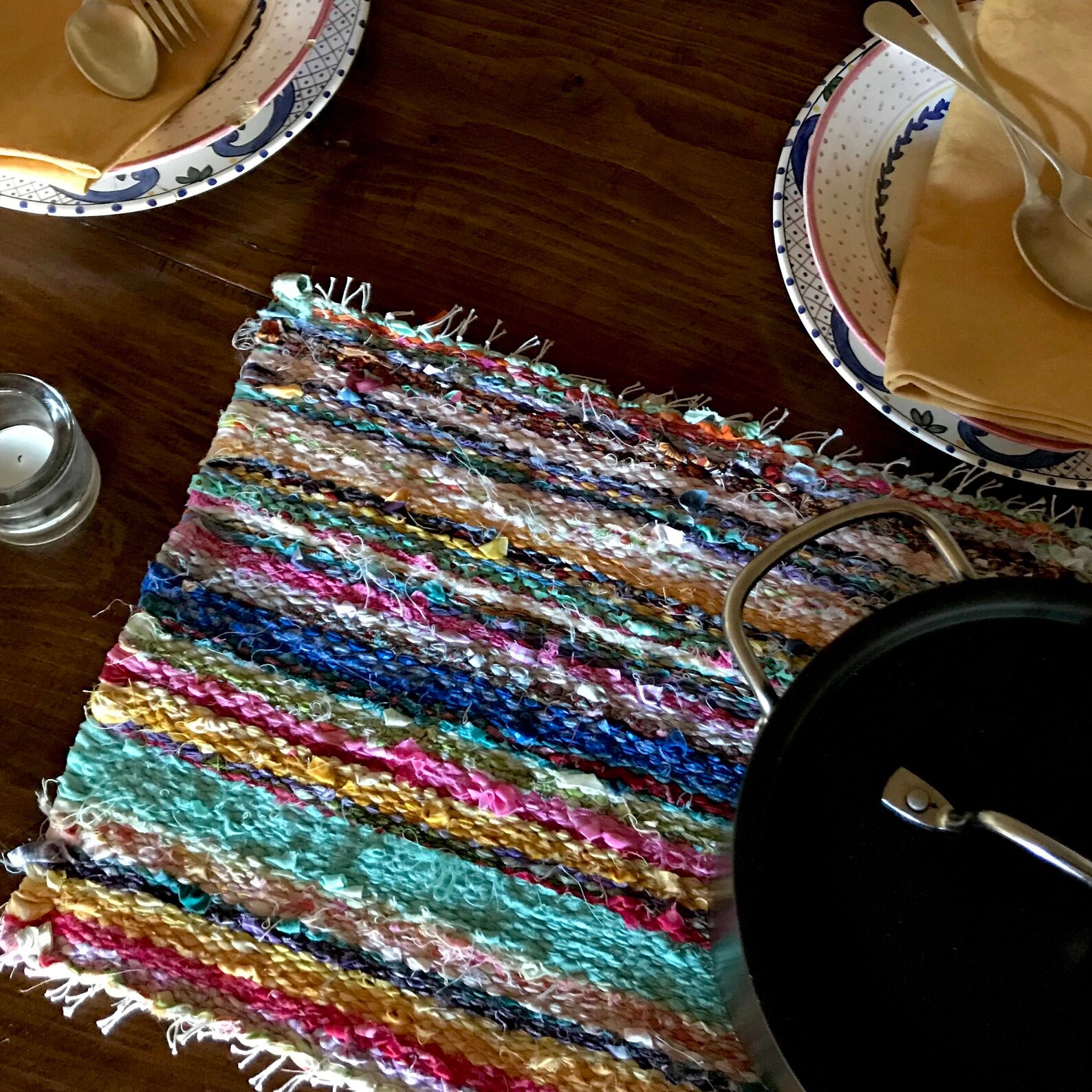 Country Cottage Small Handmade Rag Rug Table Mat in Bright | Etsy