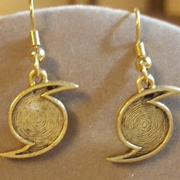 Hurricane Symbol Gold Dipped Pewter Earrings - Stormy Weather Earrings - Coastal Earrings - Gift for Her