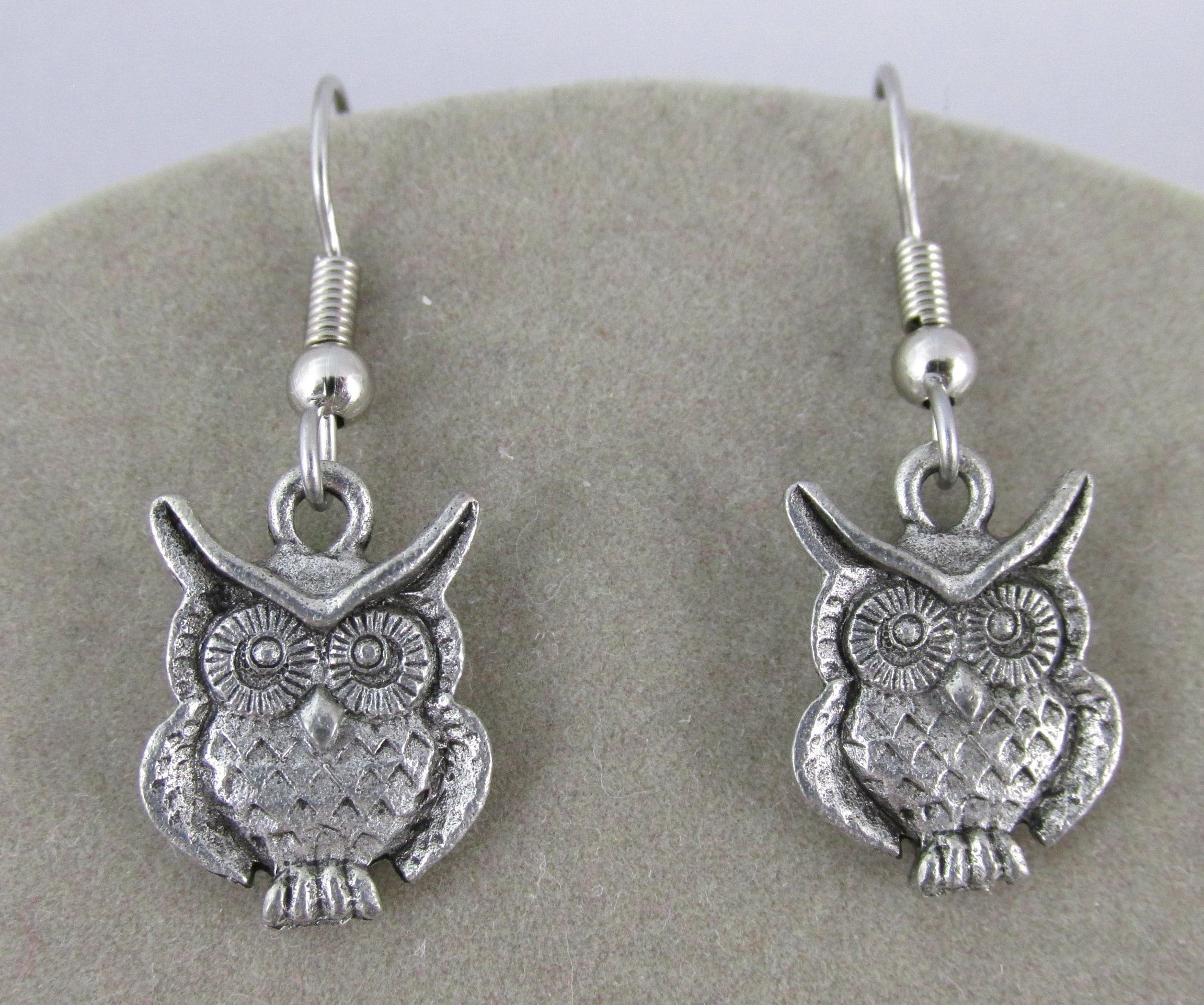 Owl Pewter Earrings – Jewelry – Gift – Sorority – Halloween – Fall Har