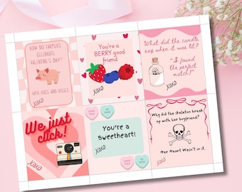 Pacchetto di biglietti di San Valentino divertenti, stampabili, modificabili (PDF)