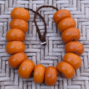 Beautiful Large Exotic Tibetan Amber Resin Rondelle Beads ~ 20x35mm