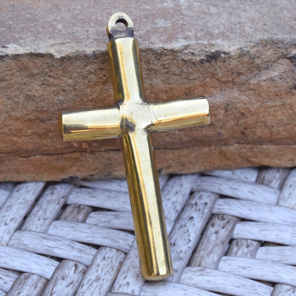 Heavy Duty Beautiful Simple Solid Brass Cross Pendant ~ 70mm ~ sold individually